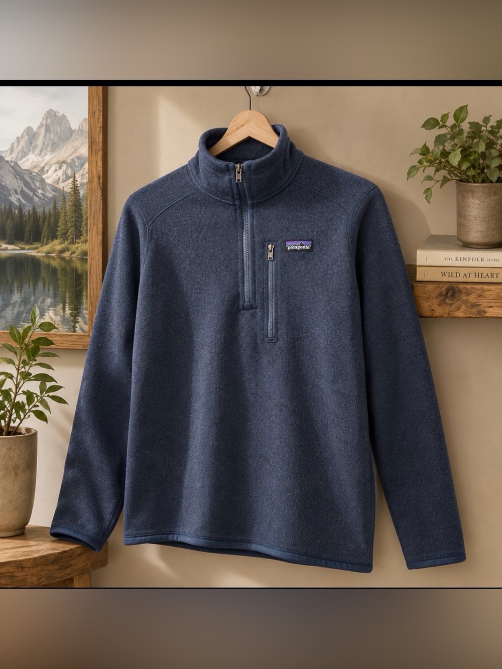 Patagonia Navy Fleece 1/4 zip Pullover large (12)